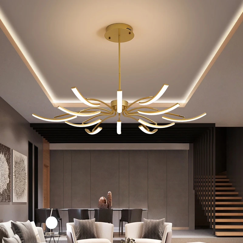 Матово завършен модерен полилей за декорация на хола Кухня спалня проучване регулируема светлина декоративни LED таванни лампи . ' - ' . 2