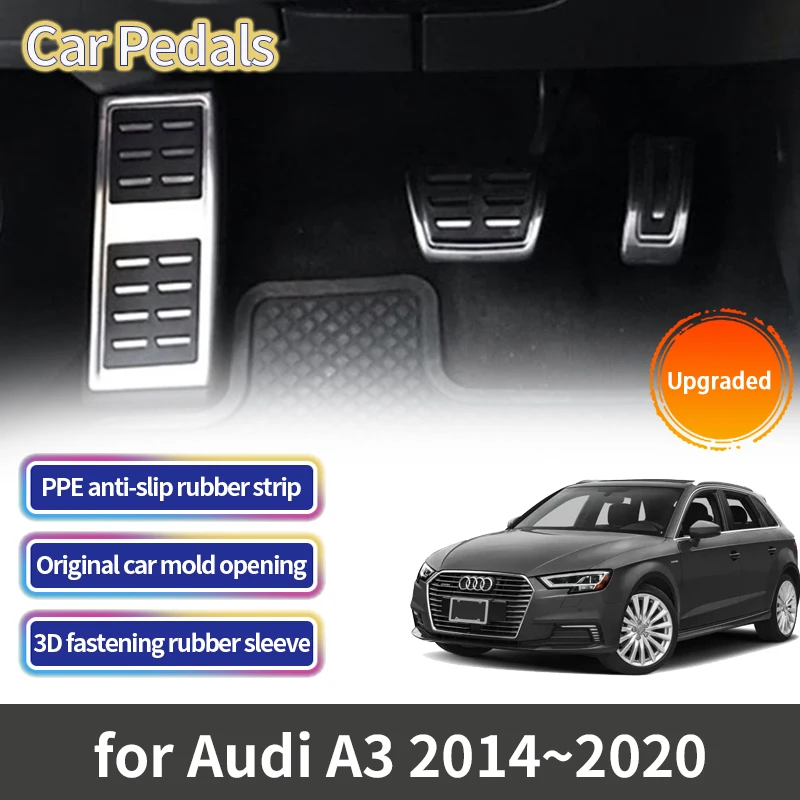 За Audi A3 8V Sportback 2014 2015 2016 2017 2018 2019 2020 Auto AT MT Car Pedals Cover Fuel Brake Non-slip Footrest Pedal Pads . ' - ' . 0