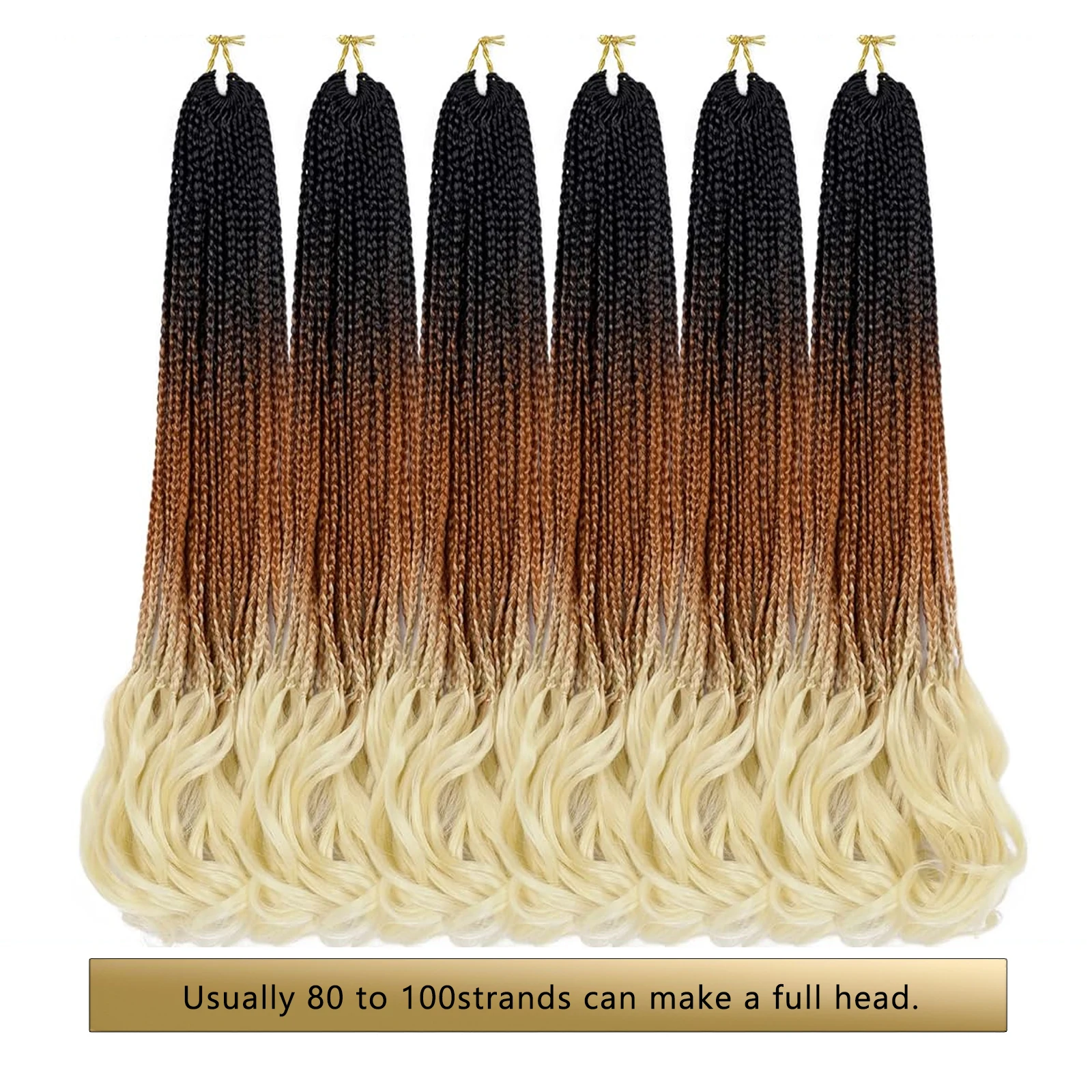 Box плитки плетене на една кука коса разширения за жени Pre Looped Ombre плетене на една кука плитки френски къдрава вълнообразни краища синтетични разширения коса . ' - ' . 1