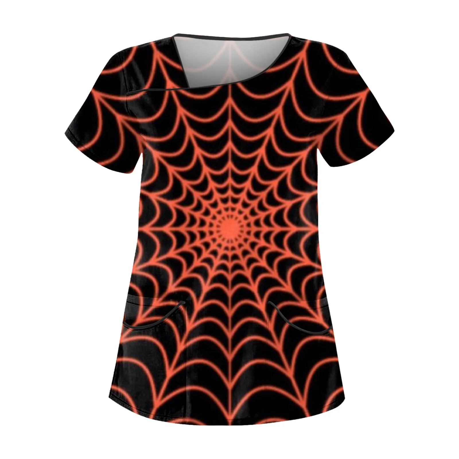 блуза за жени тънък елегантен Хелоуин паяк мрежа отпечатани кръг врата къс ръкав суитчър жени блуза продажба Vestidos . ' - ' . 0