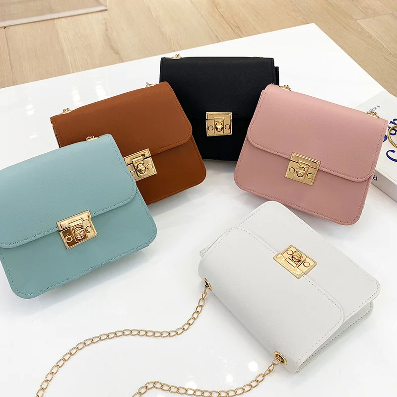 Дамски дизайнерски чанти All-match верига рамо чанта плътен цвят мини клапа чанта пратеник Crossbody чанта съединител портмонета и чанти . ' - ' . 1