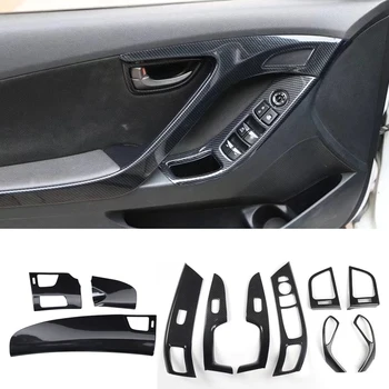 Автомобилен интериор въглеродни влакна пълен комплект стикер за смяна на предавките панел капак интериор тапицерия за Hyundai Elantra 2012-2016 аксесоар стикер