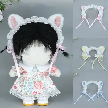 Аксесоари за коса за 14inch кукла плюшени играчки сладък котка лента за глава 20 см кукла аксесоари миниатюрни шапка плюшени кукла шапки