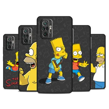 Барт Симпсън карикатура Homers телефон черен калъф за Xiaomi Redmi бележка 13 11 12 8 Pro 10 12S 10C 9S K40 13 Pro плюс 12C мека корица