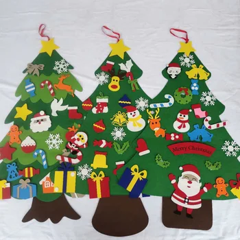 Бебешка Монтесори играчка 32бр DIY филц коледно дърво малки деца зает съвет Коледа дърво подарък за момче момиче врата стена орнамент декорации
