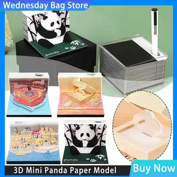 Блок 3D бележник Мини панда хартия модел 217 листа Memo подложки сладък бележка хартия блок бележки 3D лепкава бележка подложка деца подаръци