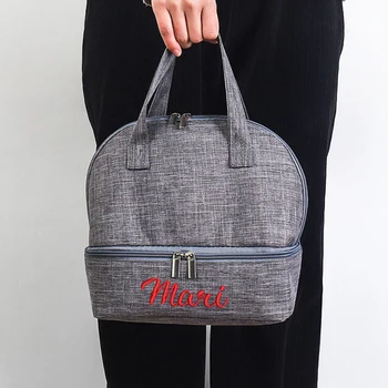 бродирана изолационна чанта алуминиево фолио удебелена чанта двуслойна кутия за обяд чанта Bento чанта мама чанта персонализирано име