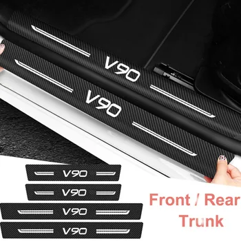 Въглеродни влакна кола врата праг стикери перваза Anit скреч филм за Volvo V90 лого багажника броня охрана защитни стикери лента