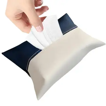 Държач за тъкани за кола Елегантен PU кожен държач за тъкани за кола Многофункционална домакинска тъканна кутия с висок капацитет