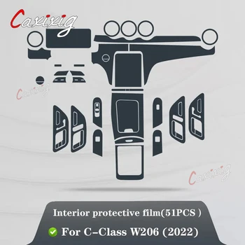 За Mercedes-Benz C-Class W206 2022Car Interior Center конзола Прозрачен TPU Защитно фолио Anti-scratc Repair film Accessori
