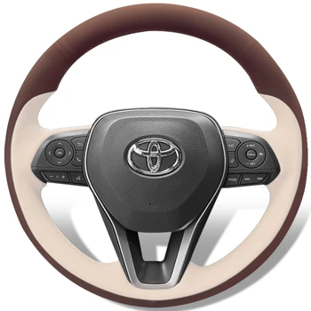 За Toyota Camry Corolla Levin Avalon Wildlander Персонализиран кожен ръчно ушит капак на капака на волана капак на капака на автомобила