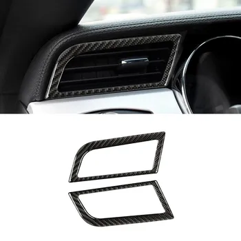 За Форд Мустанг 2015 2016 2017 2бр въглеродни влакна интериор страничен климатик въздух отдушник изход декор капак стикер подстригване