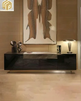 италиански стил домакинска светлина луксозен мраморен телевизионен шкаф, хол ТВ шкаф, вила спалня шкаф за съхранение