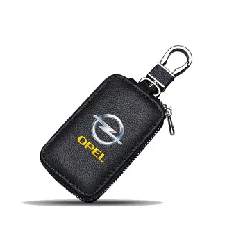 Кожен калъф за ключодържател за кола Чанта за ключодържател с цип за Opel Mokka Combo Crossland X Insignia Key Cover Protector Auto аксесоари
