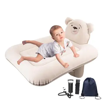 Надуваемо детско легло за пътуване Регулируема дължина Мека плюшена флокирана тъкан Дишаща оптимално комфортно легло надуваем автомобилен матрак