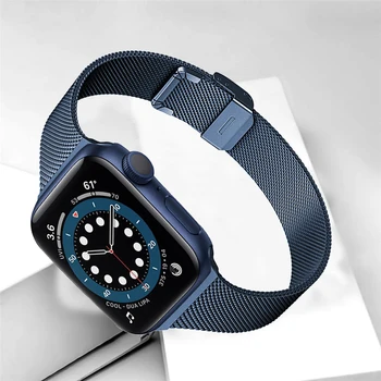 Неръждаема стомана каишка за Apple часовник серия 6 5 4 se лента 40mm 44mm мрежеста линия за iwatch 3 ленти 38mm 42mm Тясна гривна
