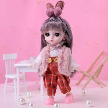 Принцеса BJD кукла с дрехи и обувки 16cm 1/12 подвижни стави сладко лице фигура Коледа рожден ден подарък играчки за бебе момиче