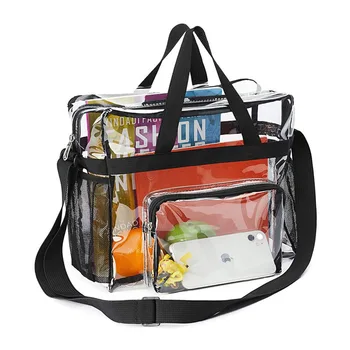 Прозрачен PVC дамски чанти за рамо Багаж с голям капацитет Преносима прозрачна чанта за съхранение за жени Чанти Дамска чанта Козметична
