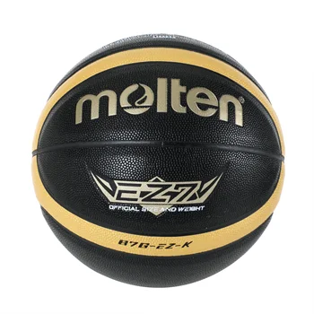 Разтопен размер 5 6 7 Баскетбол EZ-K черно злато PU на открито вътрешни топки жени младежки мъж мач обучение Basketalls