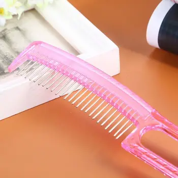 Розов антистатичен гребен годни за дълга перука кукла стомана зъб гребен перука специални предотвратяване на косата Frizz