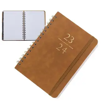 Седмичен и месечен плановик с твърди корици 2024 Planner Spiral Coil Diary Books Organizer Notebook Planner 2024 Pocket Journal