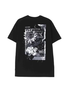 Тъмен стил цвете къс ръкав тениска yohji yamamoto тениски върхове S'YTE хлабав о-образно деколте извънгабаритни тениски Под риза дрехи