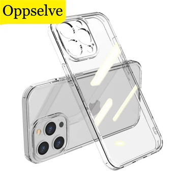 Ултра тънък прозрачен стъклен калъф за телефон за iPhone 15 14 11 13 12 Mini Pro Max XR XS 7 8 Plus удароустойчив мек броня прозрачен капак