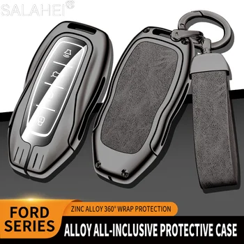 Цинкова сплав кожа кола ключ случай капак черупка за Ford F150 Galaxy S-Max Explorer Рейнджър ескорт Еверест Авто Аксесоари за ключодържатели